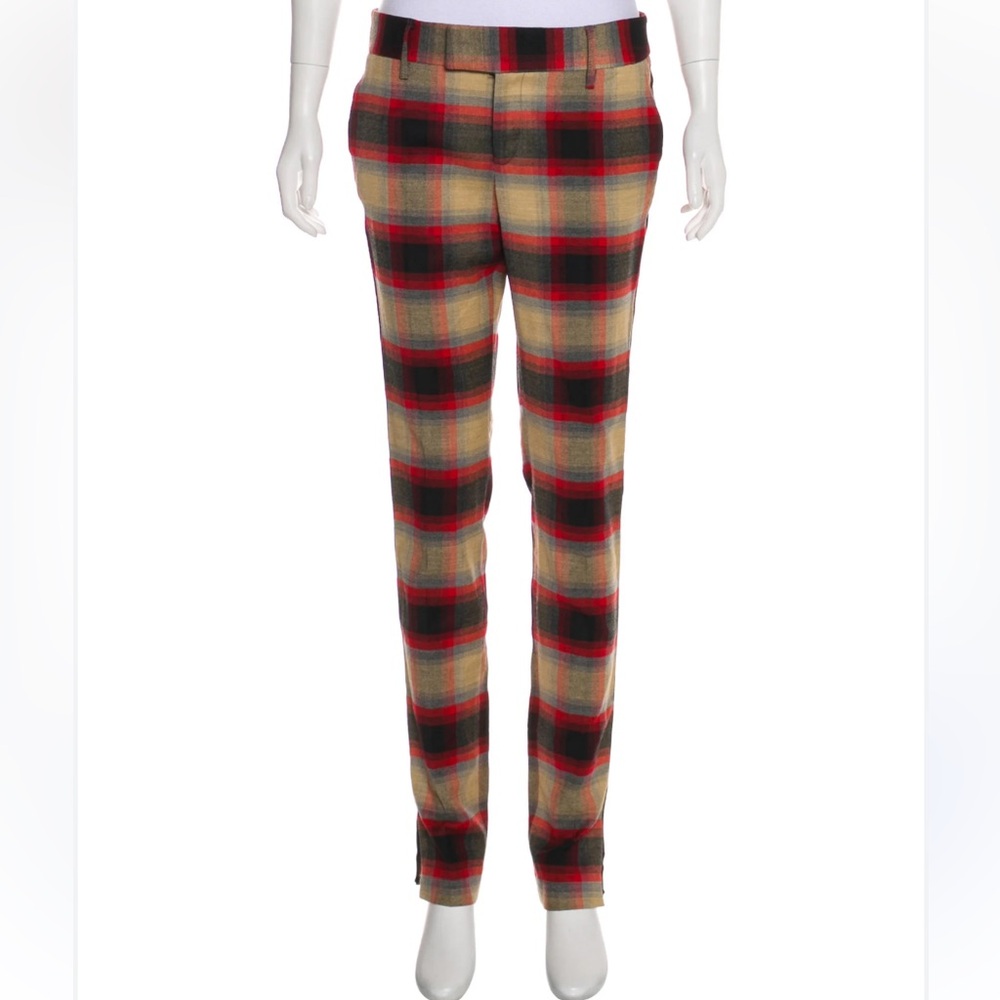 Smythe Plaid Wool Blend Mid-rise 8 Red Black Tan